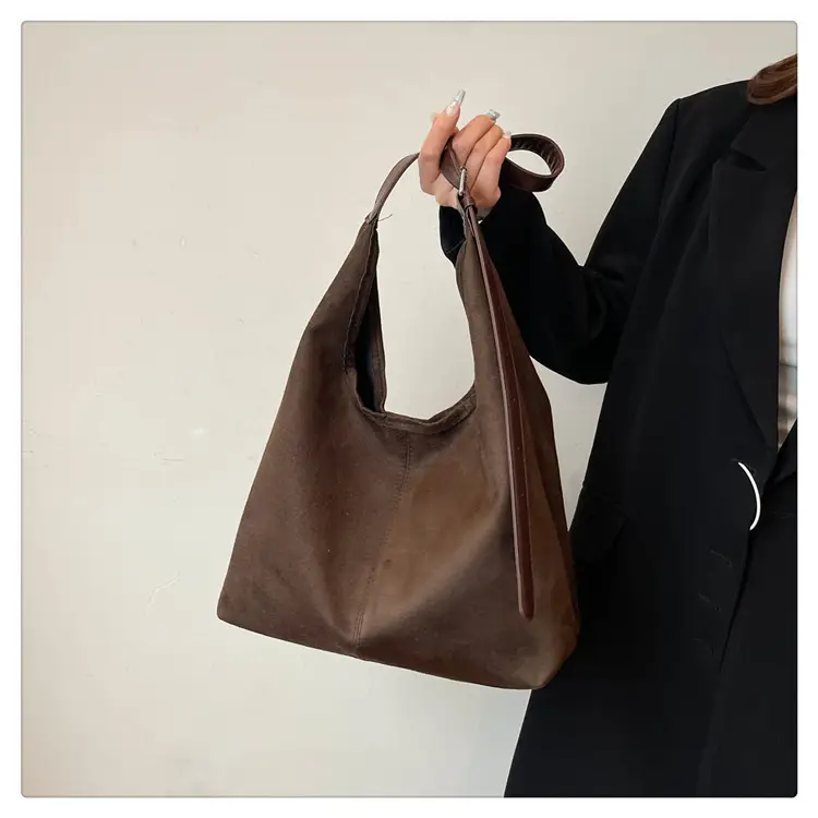 Black Suede Shoulder Bag 2024 Autumn Winter New Vintage — feature 17