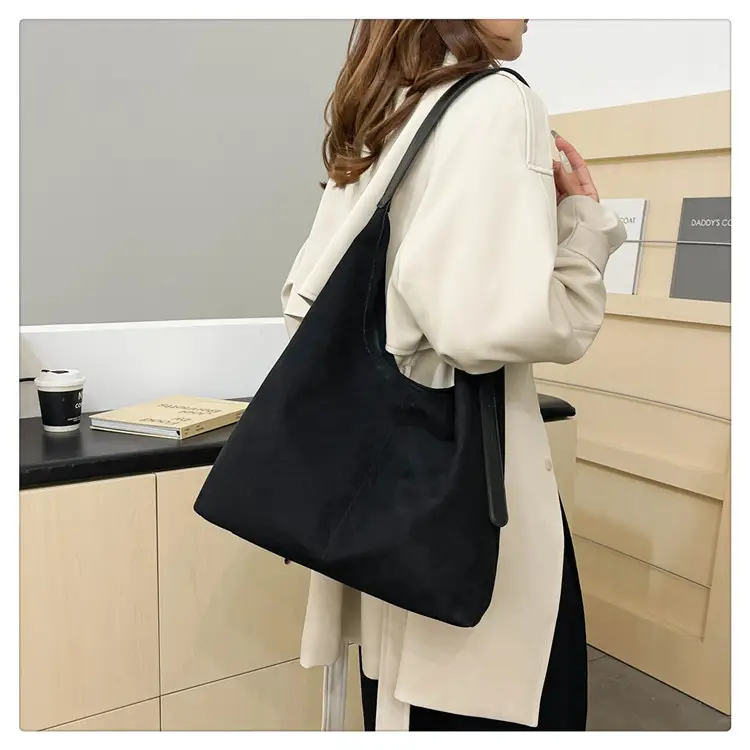 Black Suede Shoulder Bag 2024 Autumn Winter New Vintage — feature 19