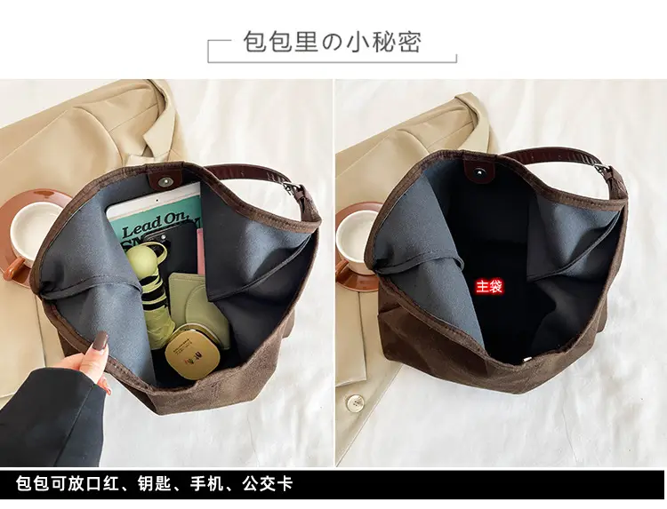 Black Suede Shoulder Bag 2024 Autumn Winter New Vintage — feature 2