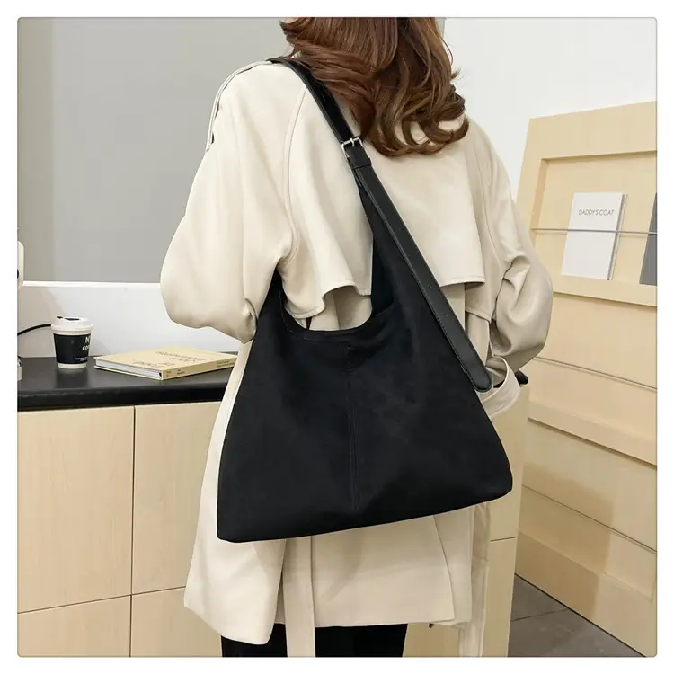 Black Suede Shoulder Bag 2024 Autumn Winter New Vintage — feature 20