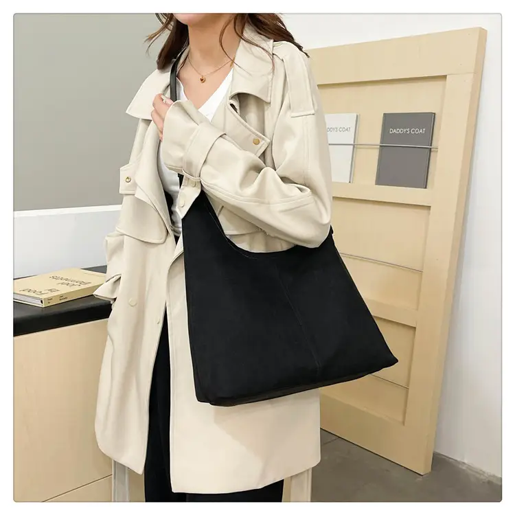 Black Suede Shoulder Bag 2024 Autumn Winter New Vintage — feature 22