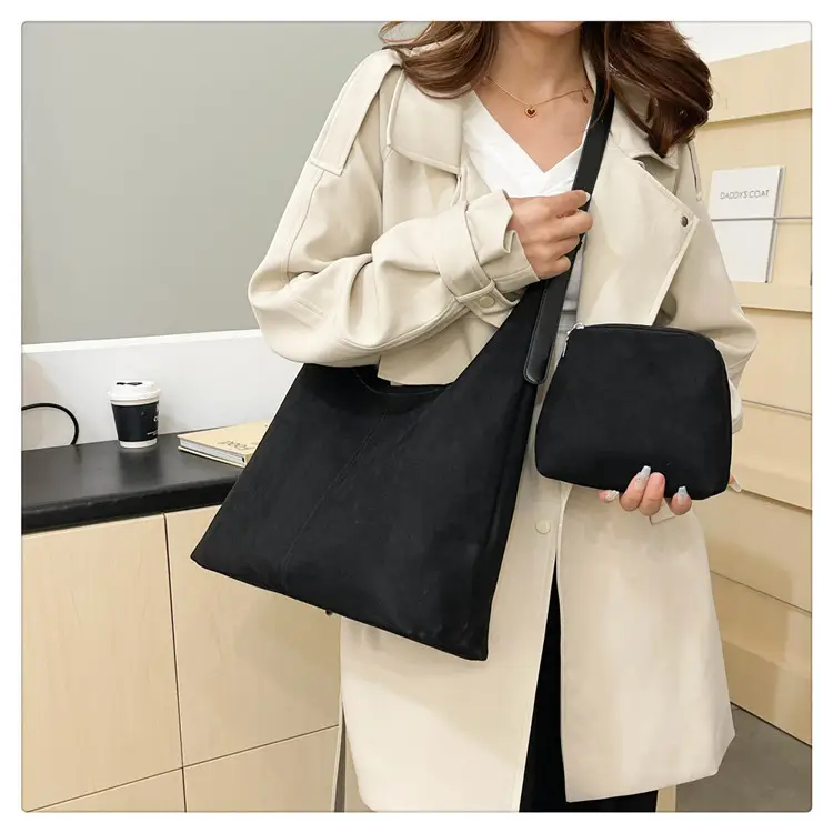 Black Suede Shoulder Bag 2024 Autumn Winter New Vintage — feature 24