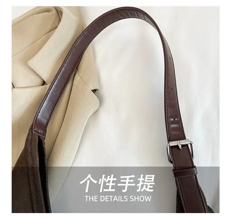 Black Suede Shoulder Bag 2024 Autumn Winter New Vintage — feature 5