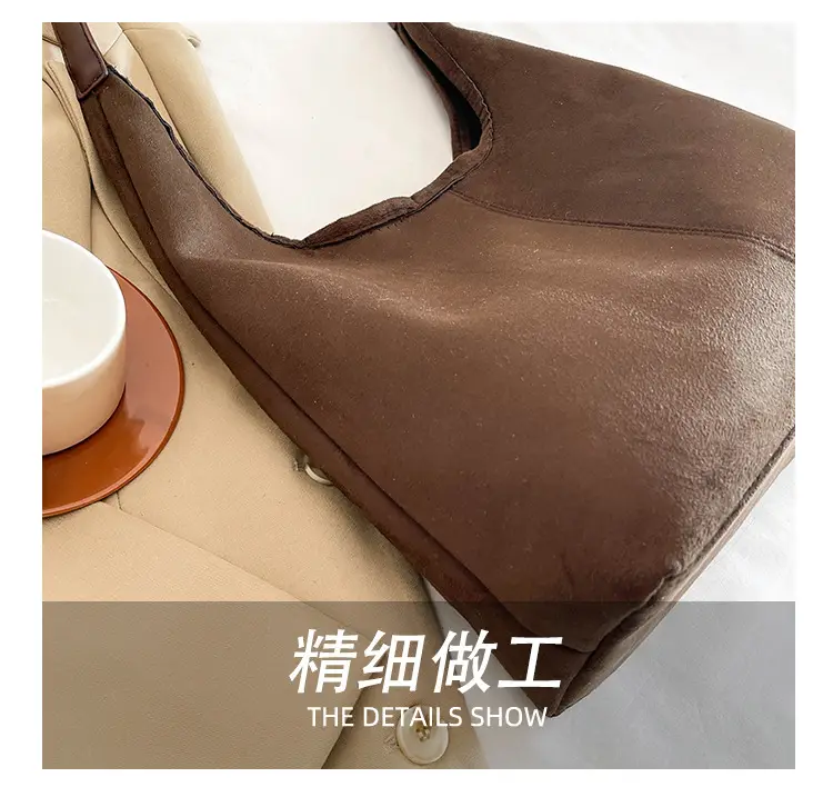 Black Suede Shoulder Bag 2024 Autumn Winter New Vintage — feature 6