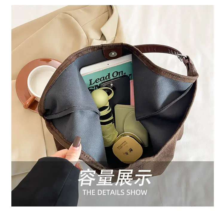 Black Suede Shoulder Bag 2024 Autumn Winter New Vintage — feature 8