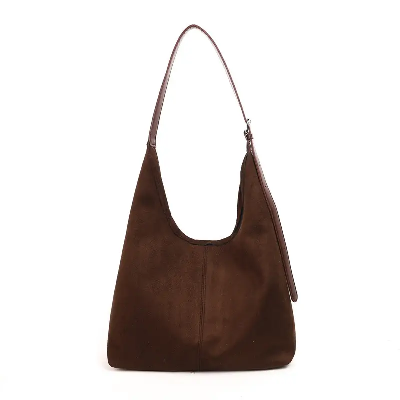 Black Suede Shoulder Bag 2024 Autumn Winter New Vintage - Image 3