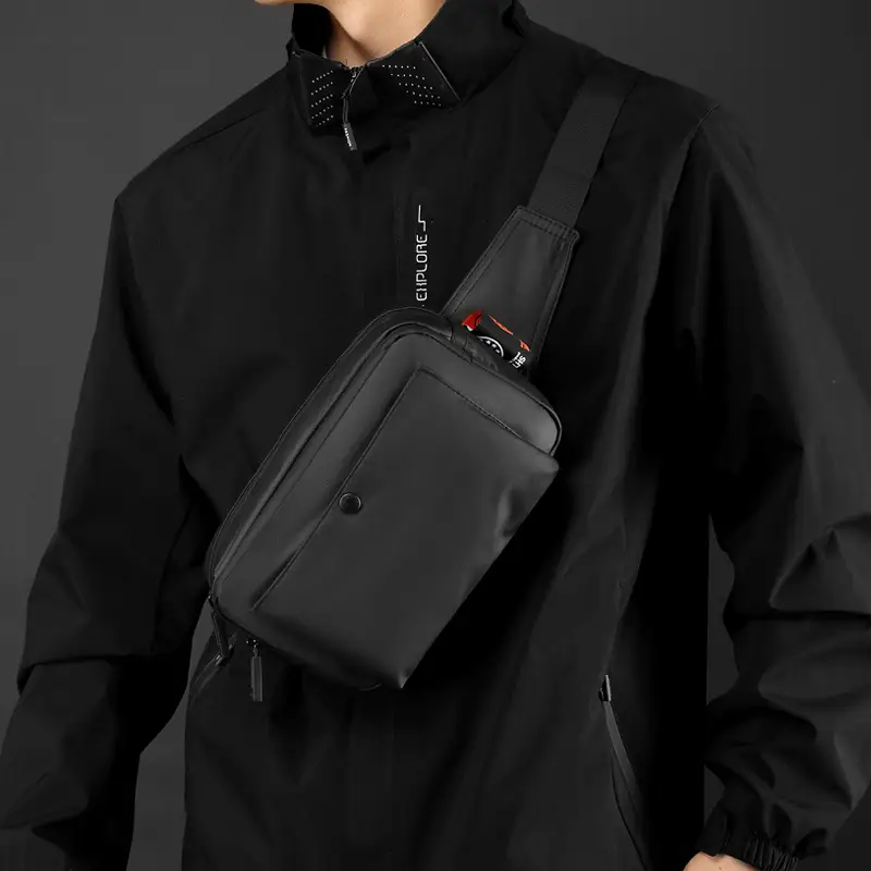 Men's Black Crossbody Waist Bag Lightweight Portable - Image 5