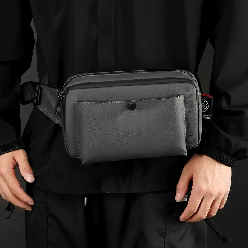 Men's Black Crossbody Waist Bag Lightweight Portable - Image 6
