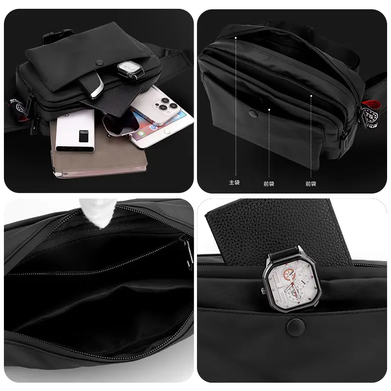 Men's Black Crossbody Waist Bag Lightweight Portable - Image 7