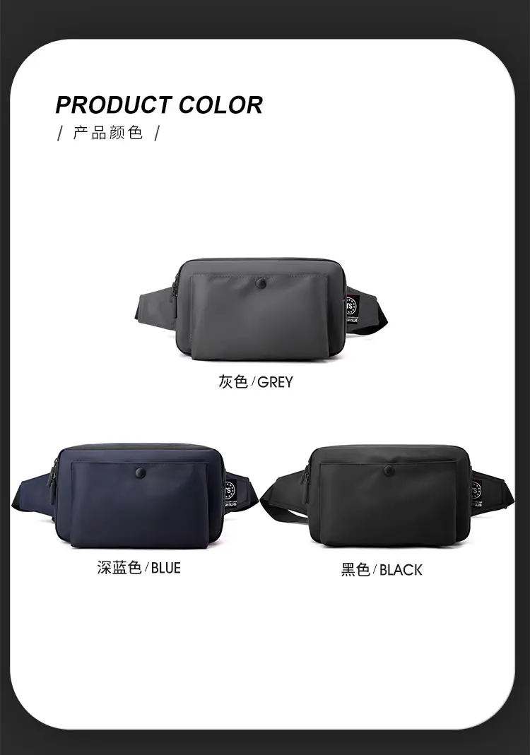Men's Black Crossbody Waist Bag Lightweight Portable — feature 14