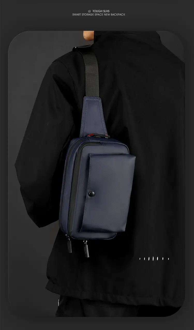 Men's Black Crossbody Waist Bag Lightweight Portable — feature 16