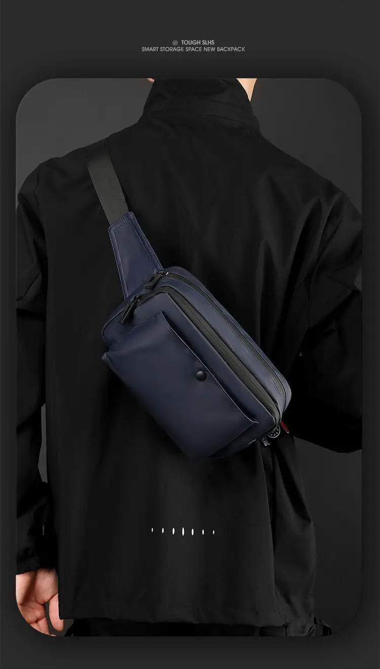 Men's Black Crossbody Waist Bag Lightweight Portable — feature 17