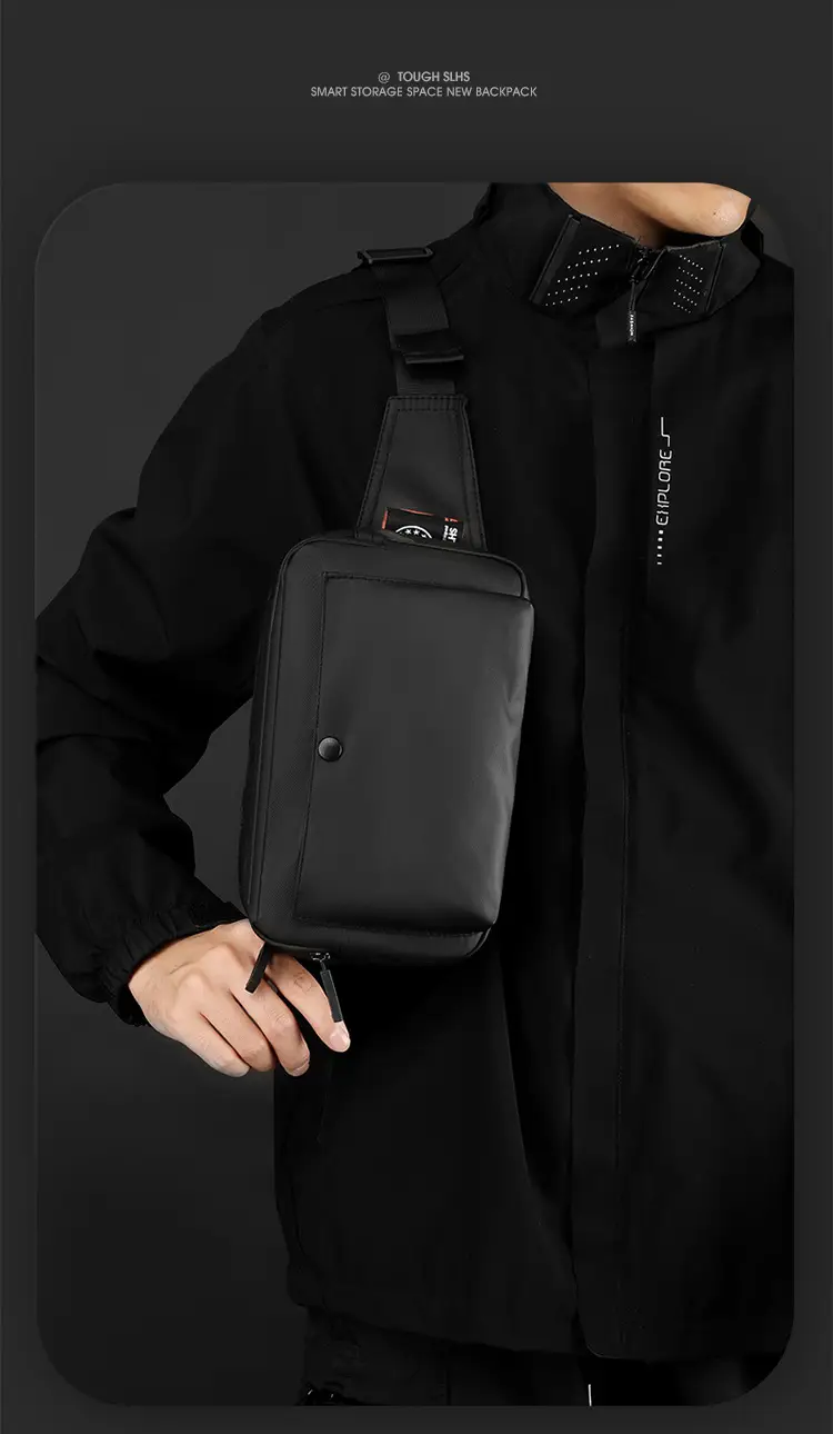 Men's Black Crossbody Waist Bag Lightweight Portable — feature 18