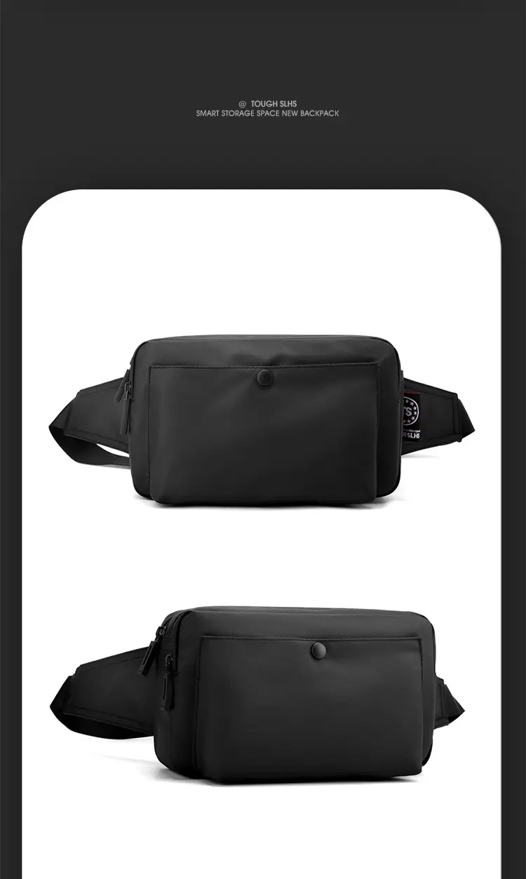 Men's Black Crossbody Waist Bag Lightweight Portable — feature 25