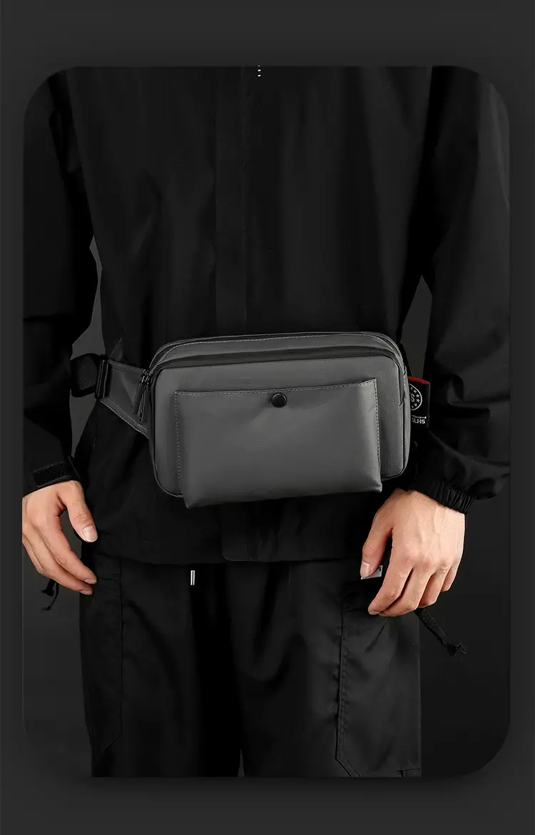 Men's Black Crossbody Waist Bag Lightweight Portable — feature 5