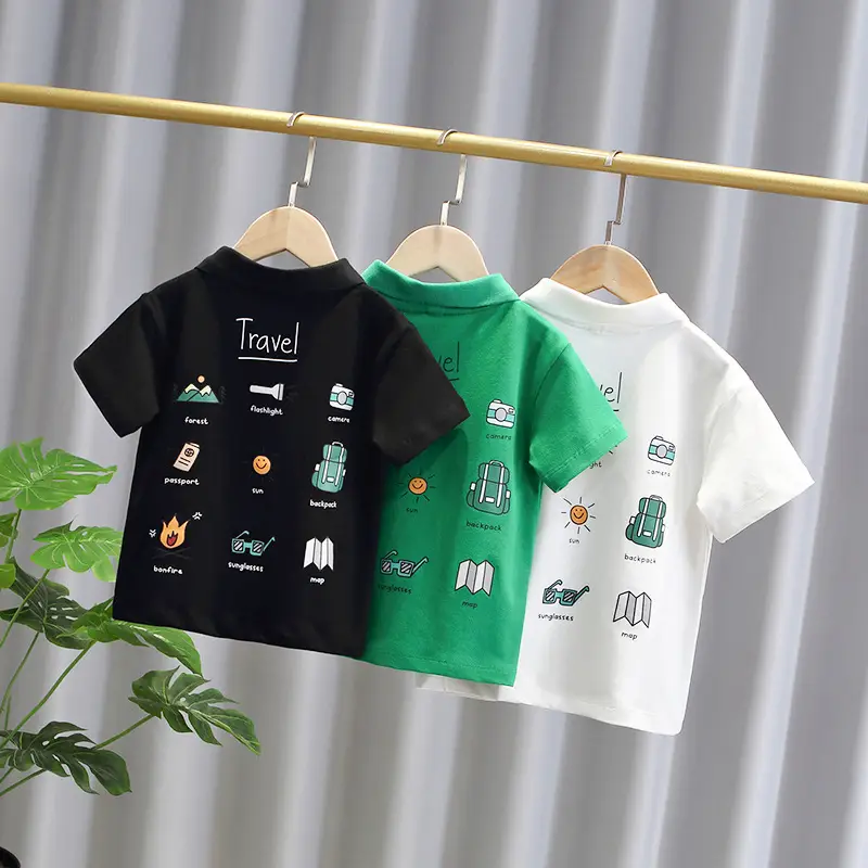 Boys Printed Polo T-Shirt Set Green - Image 5