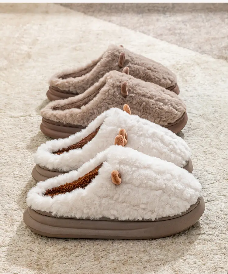 Cute Sheep Horn Cotton Slippers for Women 2025 New Winter Home Indoor Warm Couple Plush Cotton Slippers Wholesale — feature 17