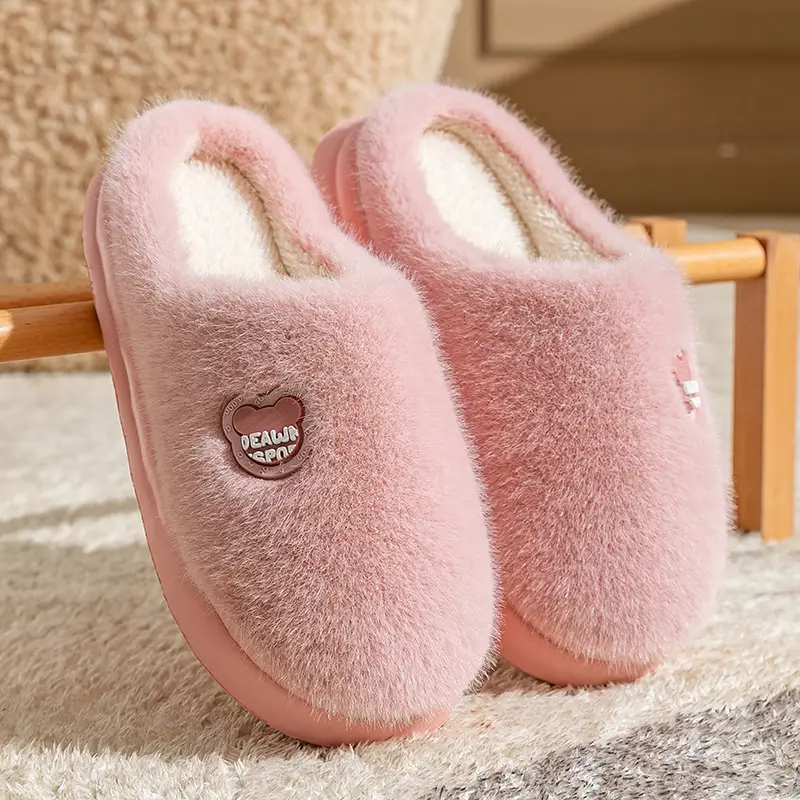 Cute Sheep Horn Cotton Slippers for Women 2025 New Winter Home Indoor Warm Couple Plush Cotton Slippers Wholesale - Image 11