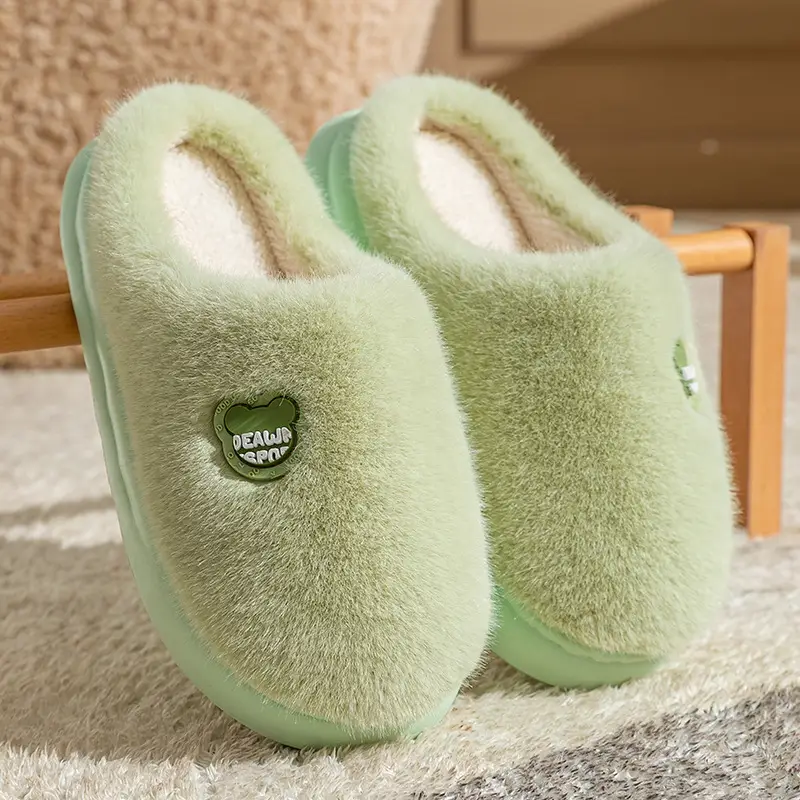 Cute Sheep Horn Cotton Slippers for Women 2025 New Winter Home Indoor Warm Couple Plush Cotton Slippers Wholesale - Image 12