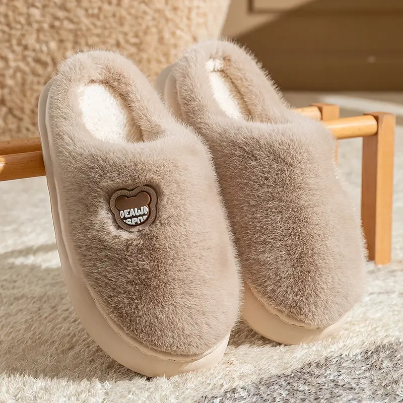 Cute Sheep Horn Cotton Slippers for Women 2025 New Winter Home Indoor Warm Couple Plush Cotton Slippers Wholesale - Image 13
