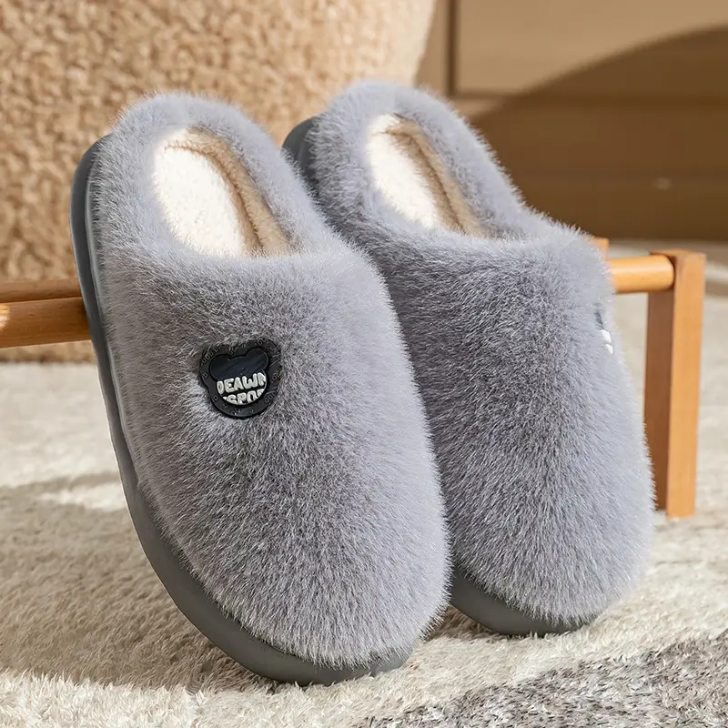 Cute Sheep Horn Cotton Slippers for Women 2025 New Winter Home Indoor Warm Couple Plush Cotton Slippers Wholesale - Image 14
