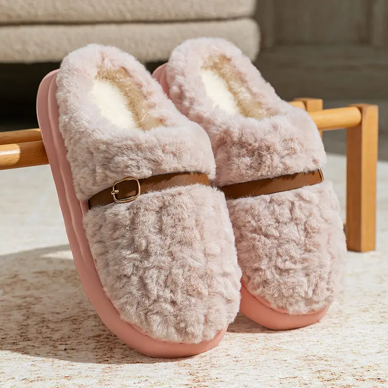 Cute Sheep Horn Cotton Slippers for Women 2025 New Winter Home Indoor Warm Couple Plush Cotton Slippers Wholesale - Image 16