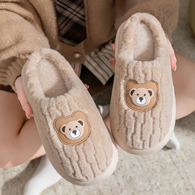Cute Sheep Horn Cotton Slippers for Women 2025 New Winter Home Indoor Warm Couple Plush Cotton Slippers Wholesale - Image 7