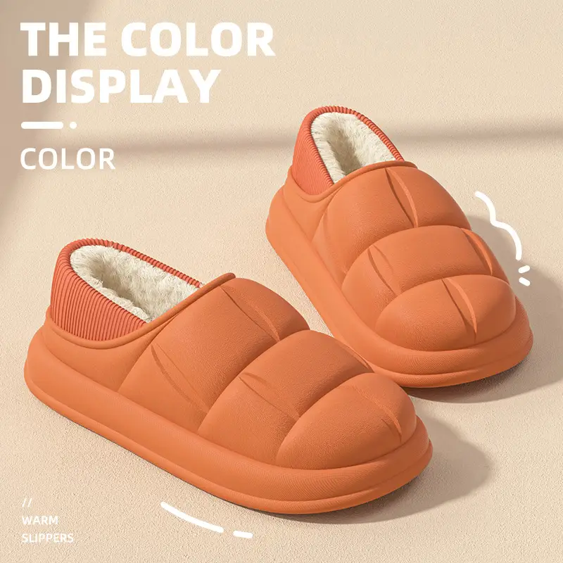 Autumn and Winter Waterproof Plush Slippers for Women 2025 Thick-Soled Indoor Couple's Fleece-Lined Closed-Back Cotton Slippers for Men