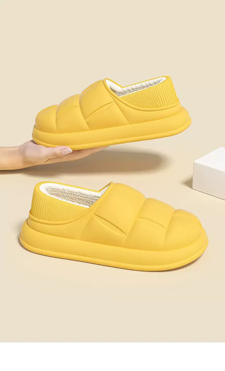 Autumn and Winter Waterproof Plush Slippers for Women 2025 Thick-Soled Indoor Couple's Fleece-Lined Closed-Back Cotton Slippers for Men — feature 13