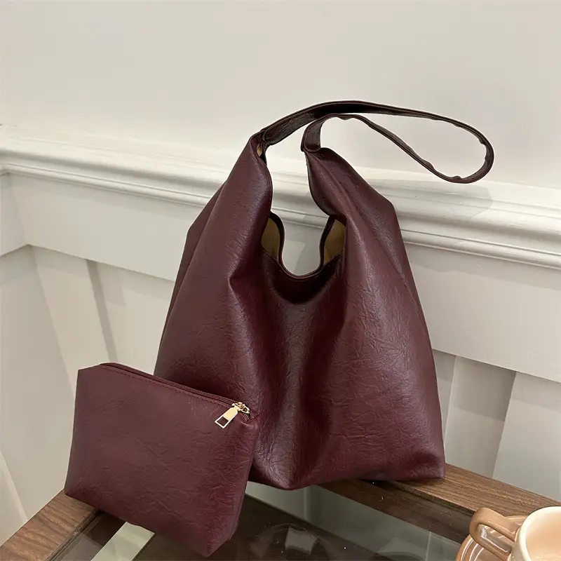 Black Retro Shoulder Tote Bag Large Capacity - Image 6