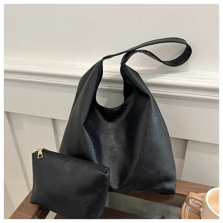Black Retro Shoulder Tote Bag Large Capacity — feature 24