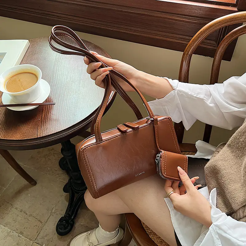 Women's Black Leather Shoulder Bag 2024 Korean Style - Image 8