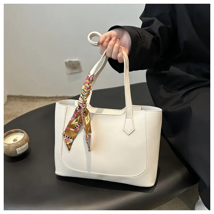 Elegant Black Silk Scarf Hand Tote Bag for Women