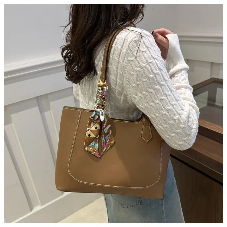 Elegant Black Silk Scarf Hand Tote Bag for Women