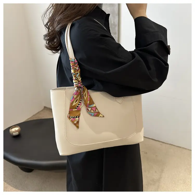 Elegant Black Silk Scarf Hand Tote Bag for Women — feature 14