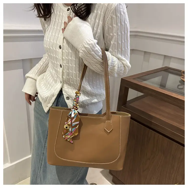 Elegant Black Silk Scarf Hand Tote Bag for Women — feature 16