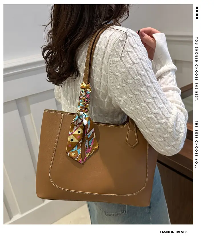Elegant Black Silk Scarf Hand Tote Bag for Women — feature 2