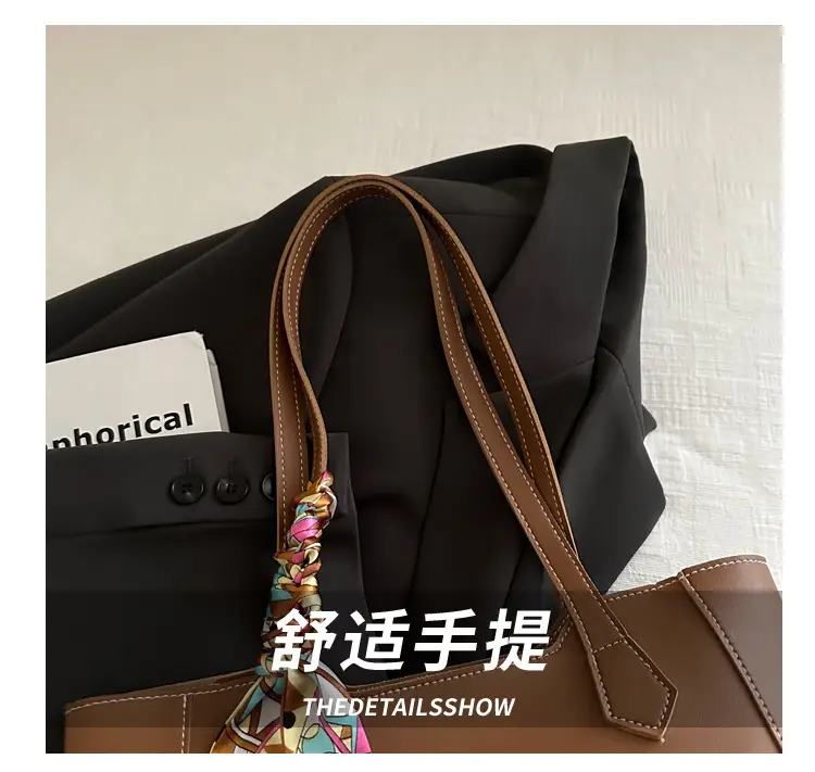 Elegant Black Silk Scarf Hand Tote Bag for Women — feature 5