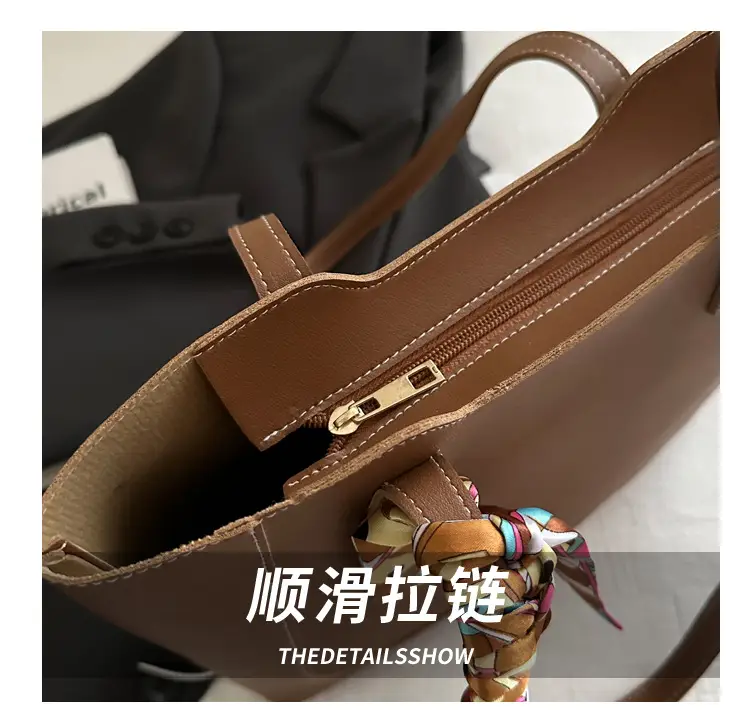Elegant Black Silk Scarf Hand Tote Bag for Women — feature 7