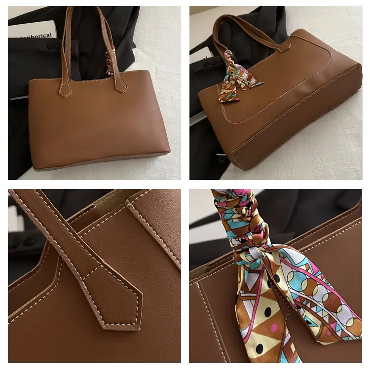 Elegant Black Silk Scarf Hand Tote Bag for Women — feature 9