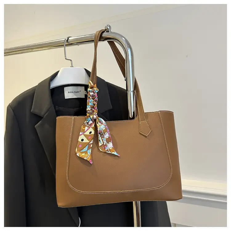 Elegant Black Silk Scarf Hand Tote Bag for Women
