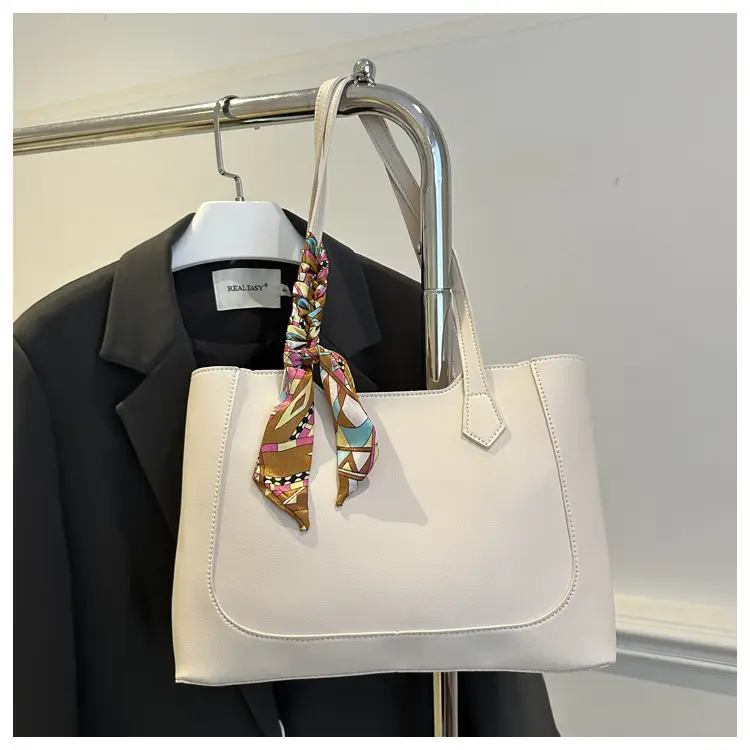 Elegant Black Silk Scarf Hand Tote Bag for Women