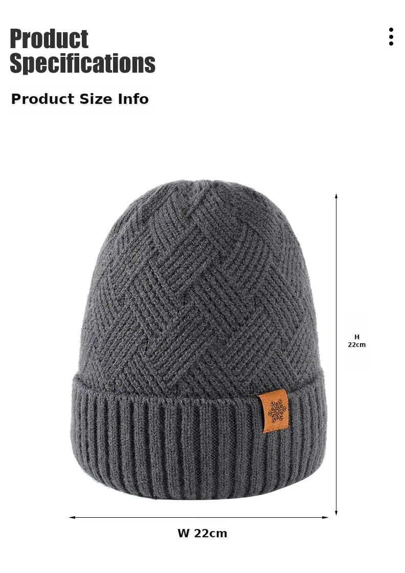 Winter Men's Black Knitted Beanie Scarf Gloves Set — feature 10