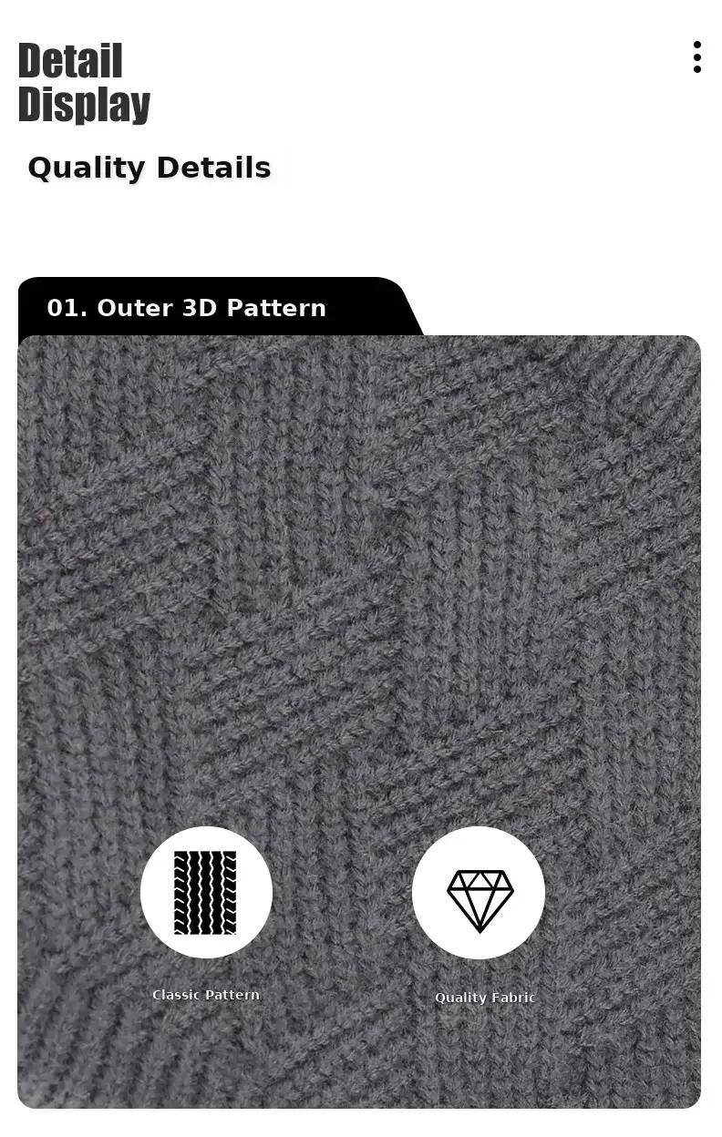 Winter Men's Black Knitted Beanie Scarf Gloves Set — feature 14