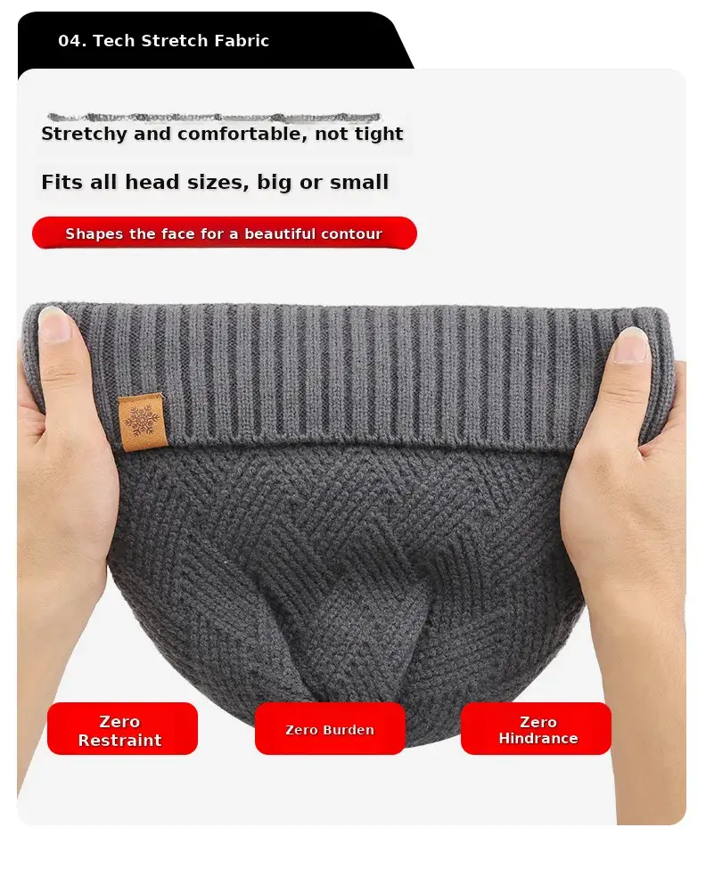 Winter Men's Black Knitted Beanie Scarf Gloves Set — feature 17