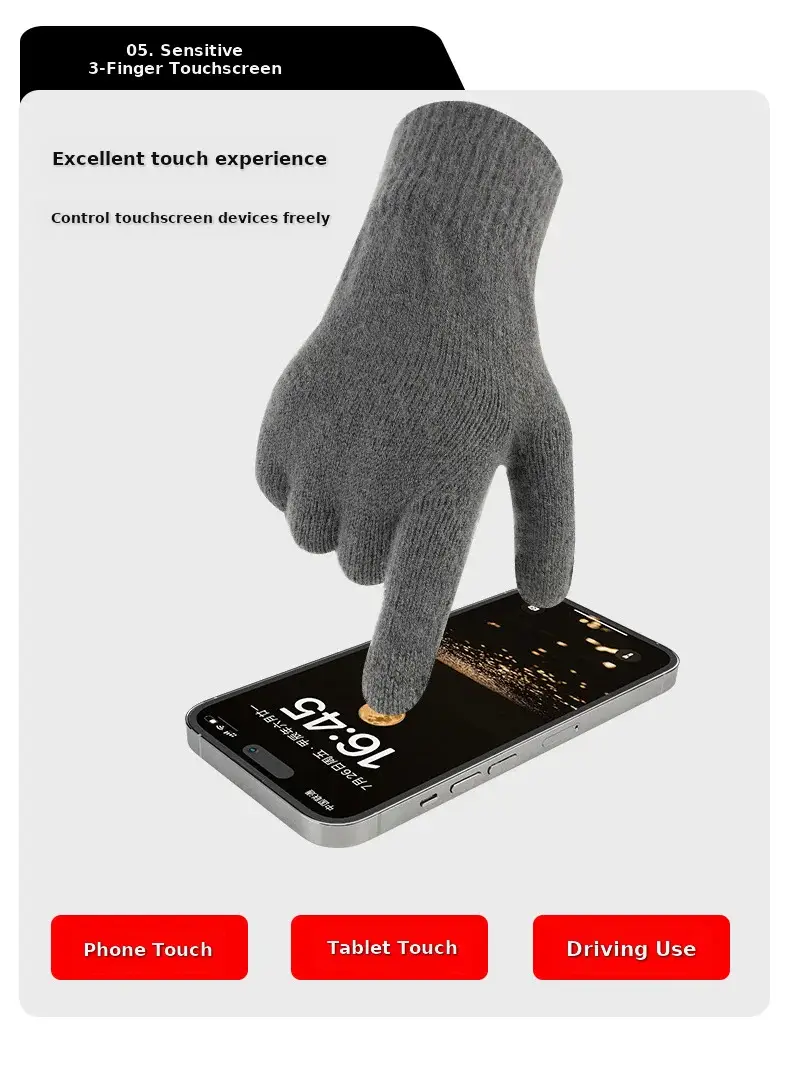Winter Men's Black Knitted Beanie Scarf Gloves Set — feature 18