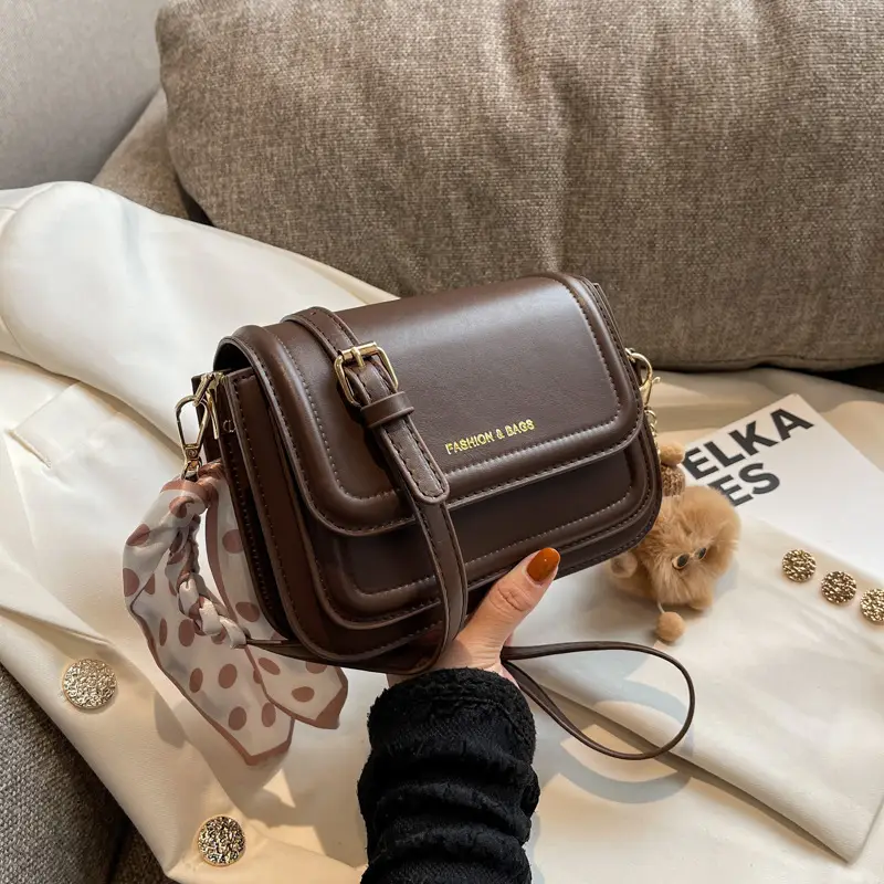 Women's Square Crossbody Bag Tan 2024 Winter - Image 9