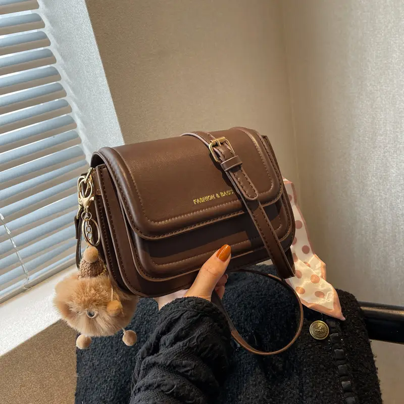 Women's Square Crossbody Bag Tan 2024 Winter - Image 10