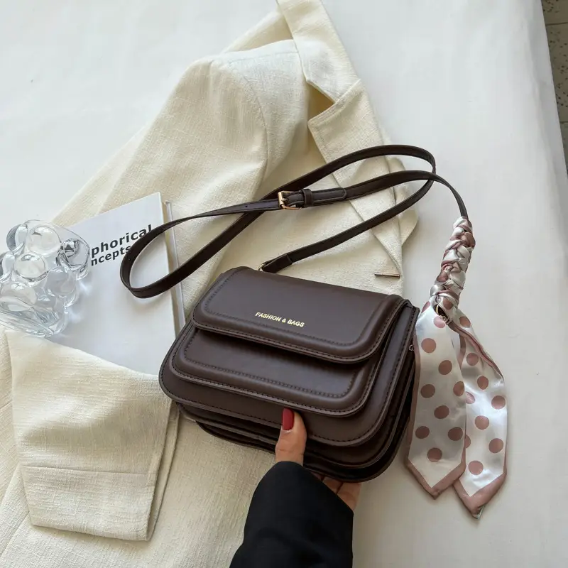 Women's Square Crossbody Bag Tan 2024 Winter - Image 2