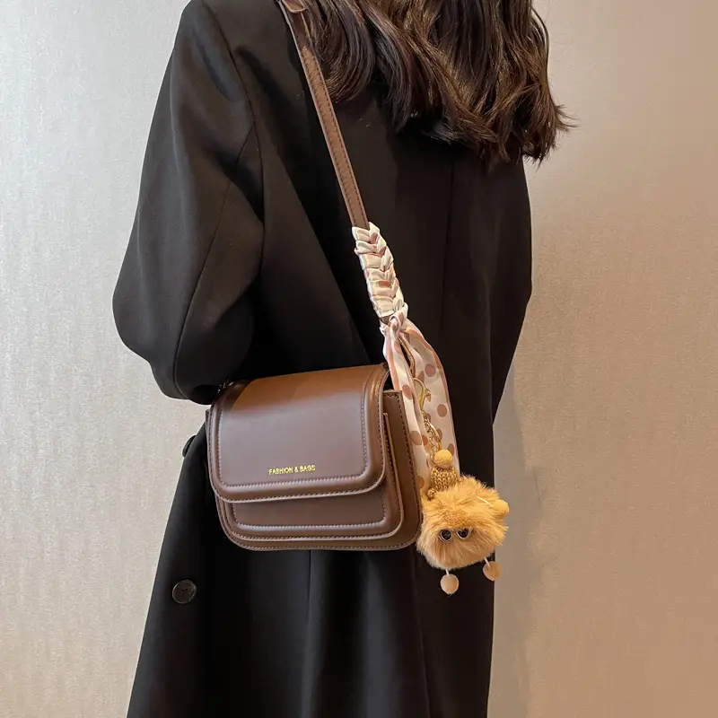 Women's Square Crossbody Bag Tan 2024 Winter - Image 6